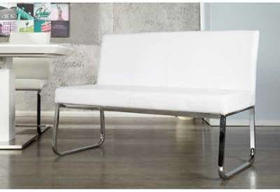 Banc 120 cm en simili cuir avec piétement chromé c