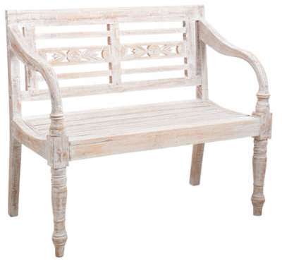 Banc 2 places en acajou blanc patiné