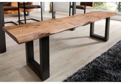 Banc en bois massif acacia acier inox noir Genesis Banc en bois massif acacia