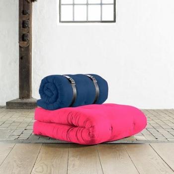 Chauffeuse BUCKLE UP futon magenta et bleu royal c