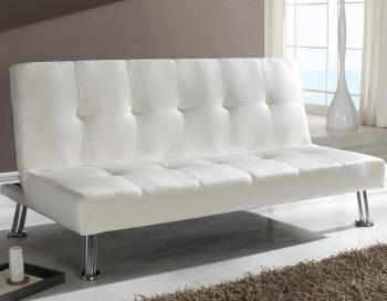 Canapé banquette blanc design en PU et pieds chrom