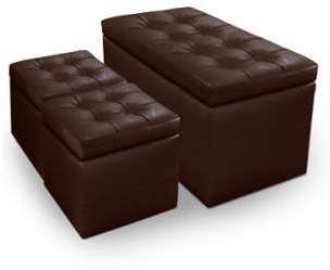 Banquette coffre matelassée marron Cornelius avec 2 Banquette coffre matelassée