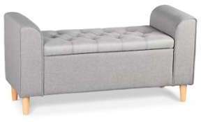 Banquette coffre tissu gris clair Bonnie 114 cm Banquette coffre tissu gris