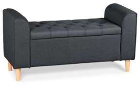 Banquette coffre tissu gris foncé Bonnie 114 cm Banquette coffre tissu gris