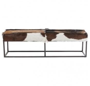Banc design en cuir peau de chèvre et acier Squad 140 Banc design en cuir peau de