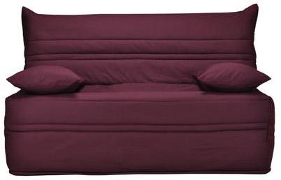 Banquette-lit accordéon 140cm mousse 26kg uni prune Banquette-lit accordéon 140cm