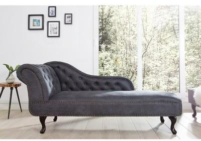 Méridienne Barocco capitonnée gris vintage 170 cm