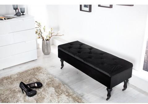 Banquette coffre velours noir capitonné Boutique 110 Banquette coffre velours noir