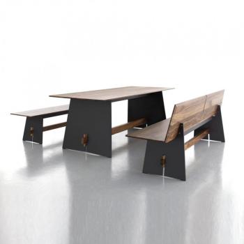 Tension Wood - Set - anthracite/noyer/table H 73 x