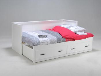 Lit-banquette extensible 2x 80x200cm en bois + 2 t