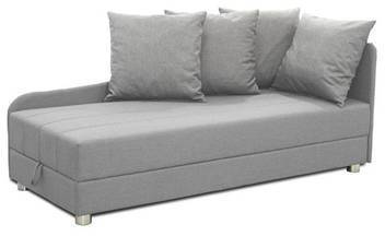 Méridienne lit coffre JOY en tissu gris clair couchage Méridienne lit coffre JOY