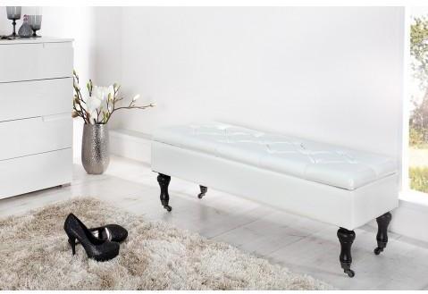 Banquette coffre simili cuir blanc capitonné Boutique Banquette coffre simili cuir