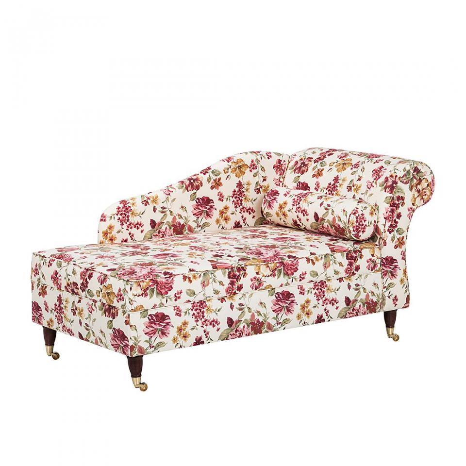 Méridienne Colmar - Tissu - Motif floral - Beige -