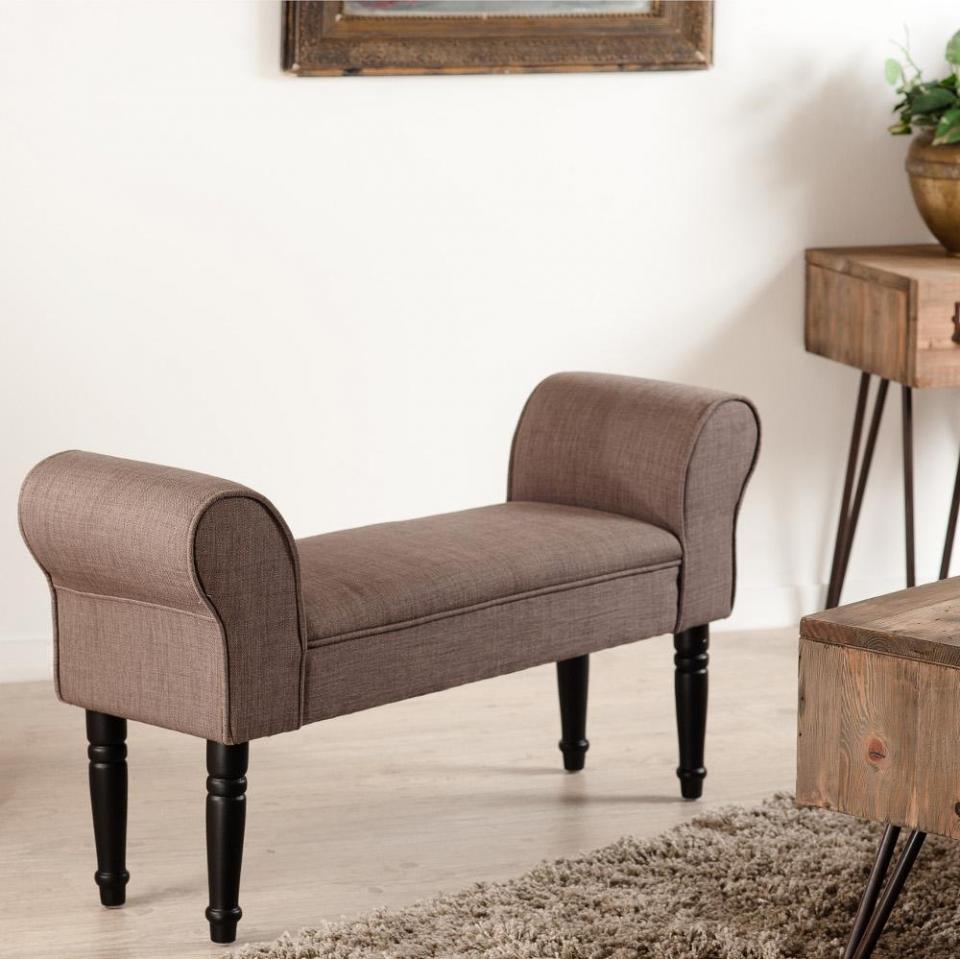 Banquette bout de lit en tissu marron 102x30xH54 c