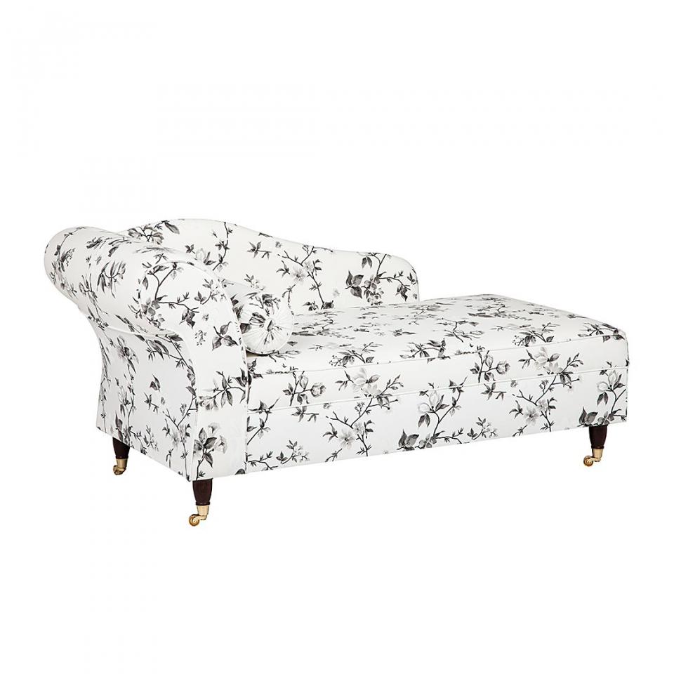 Méridienne Colmar - Tissu - Motif floral - Blanc /