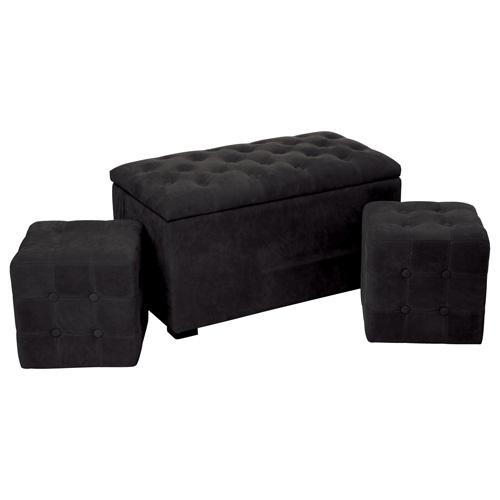 Banc avec 2 poufs Shae - Noir