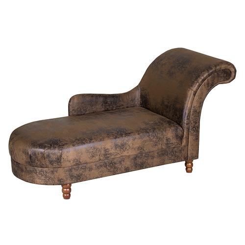 Méridienne Solene - Imitation cuir vieilli marron