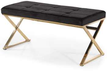 Banquette Stylix Velours Noir Pieds Or Banquette Stylix Velours Noir