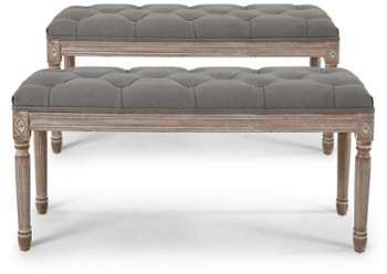 Lot de 2 banquettes capitonnées Bogota Tissu Gris Lot de 2 banquettes capitonnées