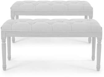 Lot de 2 banquettes capitonnées Bogota Simili Blanc Lot de 2 banquettes capitonnées
