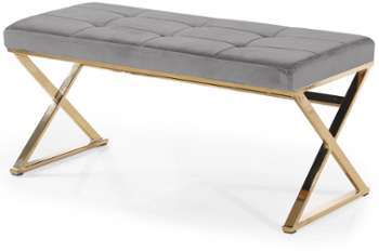 Banquette Stylix Velours Gris Pieds Or Banquette Stylix Velours Gris