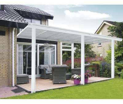 Toit terrasse pergola en aluminium blanc 4x3 m