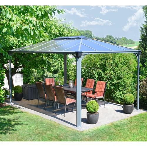 Tonnelle de jardin en alu gris anthracite et polyc