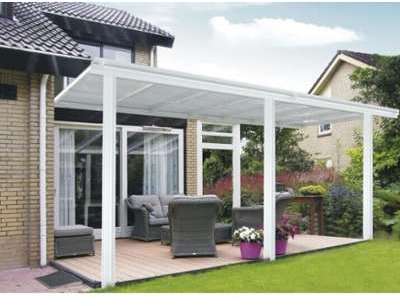 Pergola toit terrasse 5x3 m en aluminium blanc
