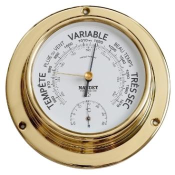 Baromètre Thermomètre Marine à collerette Diam 135mm Baromètre Thermomètre Marine