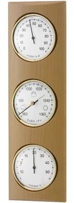 Baromètre Thermo Hygro découpe design Teinte Acajou Baromètre Thermo Hygro découpe