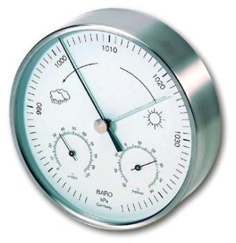Baromètre Thermo Hygro inox diam 160 mm intérieur ou Baromètre Thermo Hygro inox