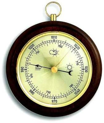 Baromètre Oeil de Boeuf teinte Noyer Diam 180mm TFA Baromètre Oeil de Boeuf teinte