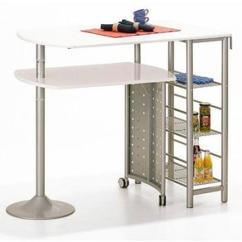 Table bar cuisine en métal coloris blanc design