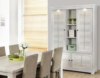 Buffet haut contemporain couleur bois blanc LANETT