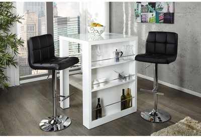 Table de bar carrée design en verre et bois mdf co