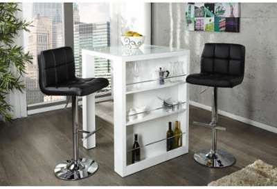 Table de bar carrée design en verre et bois mdf co