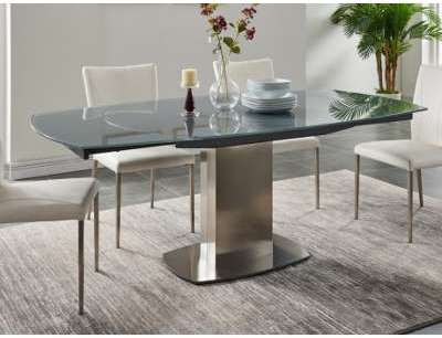 Table à manger extensible TALICIA - Verre trempé métal Table à manger extensible