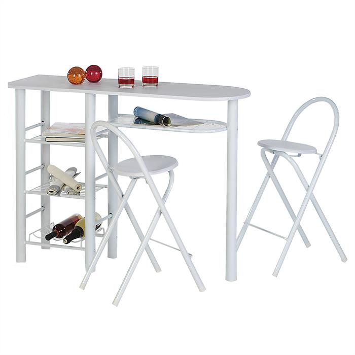 Ensemble table haute de bar et 2 chaises STYLE, bl