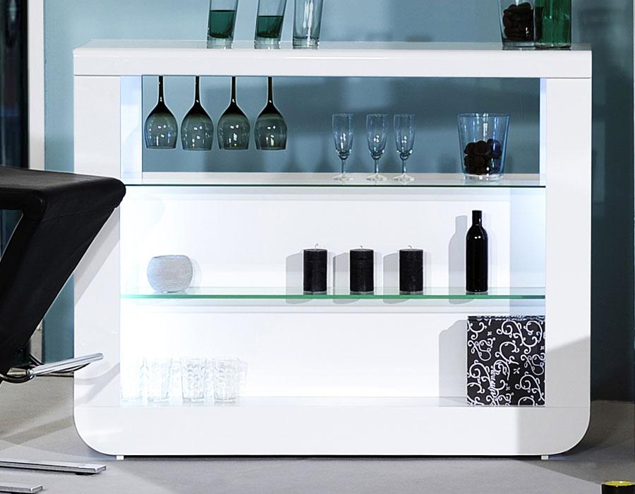 Bar blanc laqué design LED en option DIXON 2