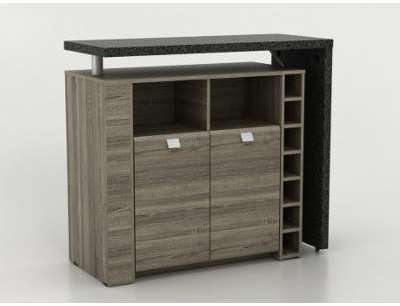 Meuble de bar METEORITE - 2 portes 2 niches - MDF plateau Meuble de bar METEORITE -