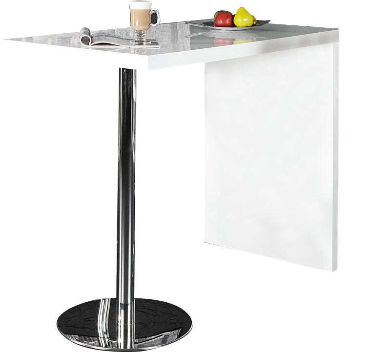Table bar blanche design bois et métal.