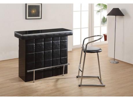 Meuble de bar CARDY - Simili & verre trempé - Noir
