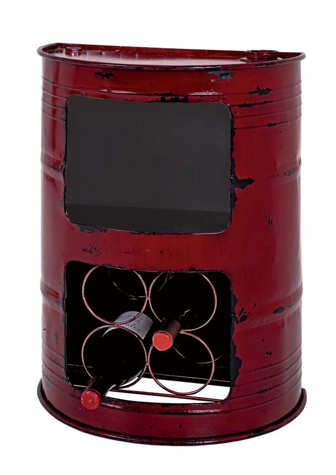 Meuble bar range-bouteilles vintage en métal rouge