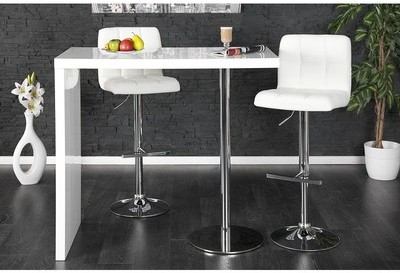 Table haute de bar en bois mdf coloris blanc laqué