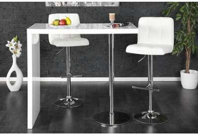 Table haute de bar en bois mdf coloris blanc laqué