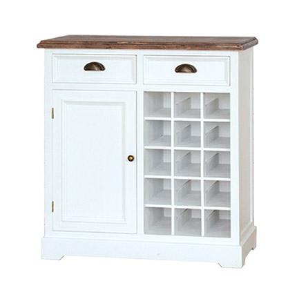 Meuble range bouteille 1 porte 2 tiroirs - poignée