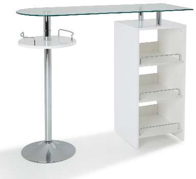 Table Bar avec rangement coloris blanc