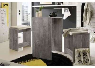 Table de bar et 2 tabourets gris Floki 60 cm Table de bar et 2 tabourets
