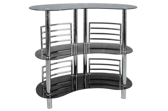 Bar en acier chromé avec plateaux en verre LACY