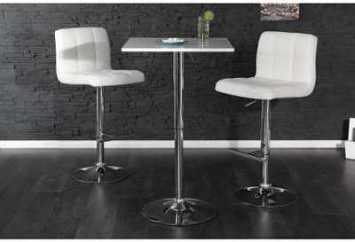 Table de bar carrée en bois mdf coloris blanc